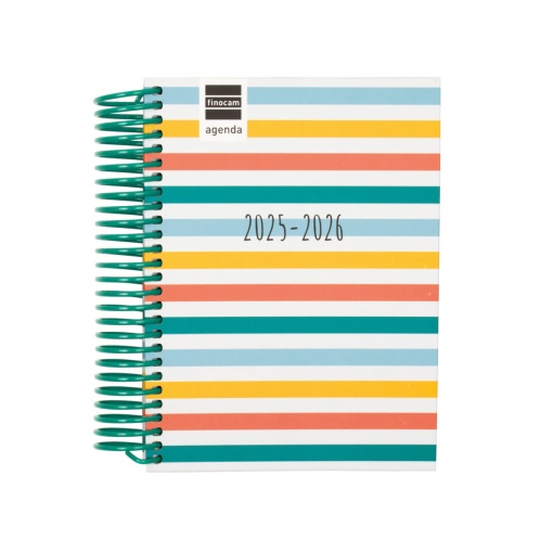 Agenda escolar diária 120x164mm 2025/26 12 meses espiral FINOCAM Diva Colors