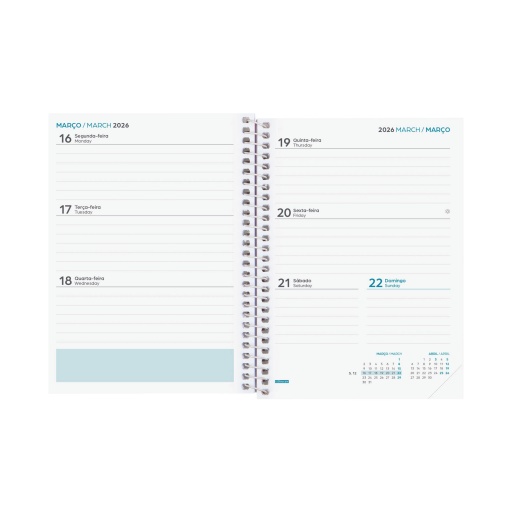 Agenda escolar semanal 120x164mm 2025/26 12 meses espiral FINOCAM Gamma Art