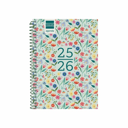 Agenda escolar semanal 120x164mm 2025/26 12 meses espiral FINOCAM Gamma Fiori