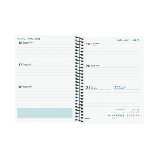Agenda escolar semanal 120x164mm 2025/26 12 meses espiral FINOCAM Gamma Fiori