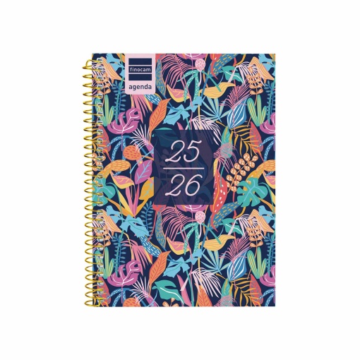 Agenda escolar semanal 120x164mm 2025/26 12 meses espiral FINOCAM Gamma Tropical