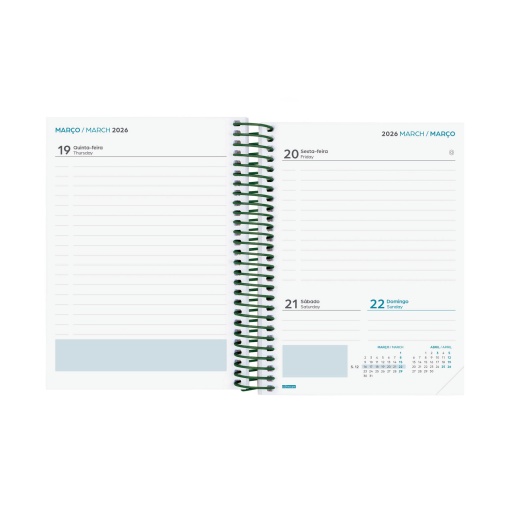 Agenda escolar diária 120x164mm 2025/26 12 meses espiral FINOCAM Gamma Fiori