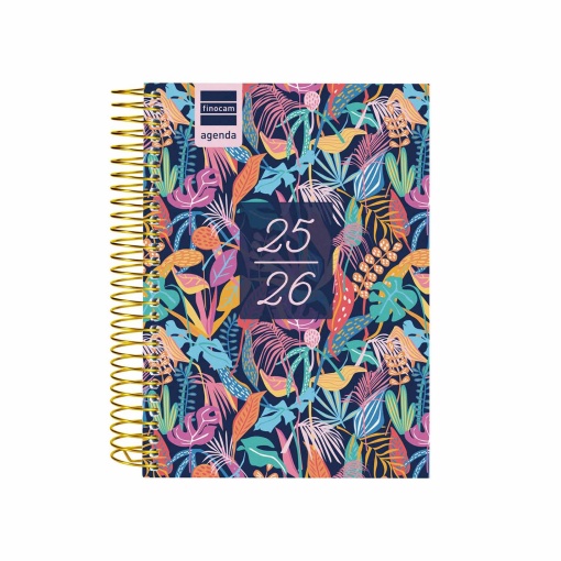 Agenda escolar diária 120x164mm 2025/26 12 meses espiral FINOCAM Gamma Tropical