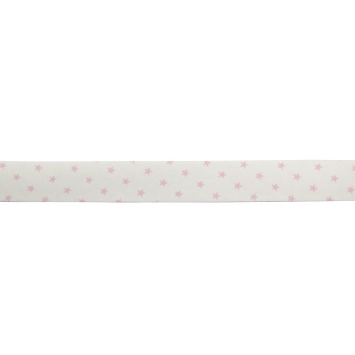 Fita de viés perfilado HILOGAR Estrella 18mm branco rosa 001 (metro)