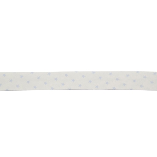 Fita de viés perfilado HILOGAR Estrella 18mm branco azul 002 (metro)