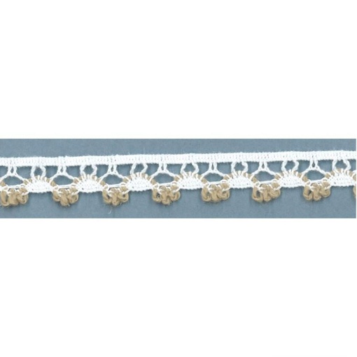 Fita de renda HILOGAR Ofra 12mm branco camel 003 (metro)