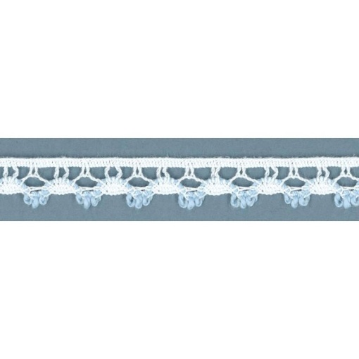 Fita de renda HILOGAR Ofra 12mm branco azul 001 (metro)