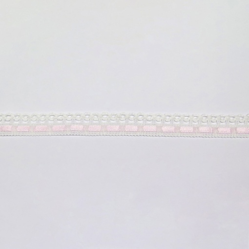 Fita de renda com passe-fita HILOGAR Katia 15mm branco rosa 49821 (metro)