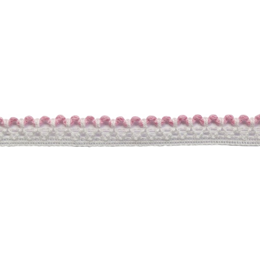 Fita de renda com passe-fita HILOGAR Katia 10mm branco rosa 49820 (metro)