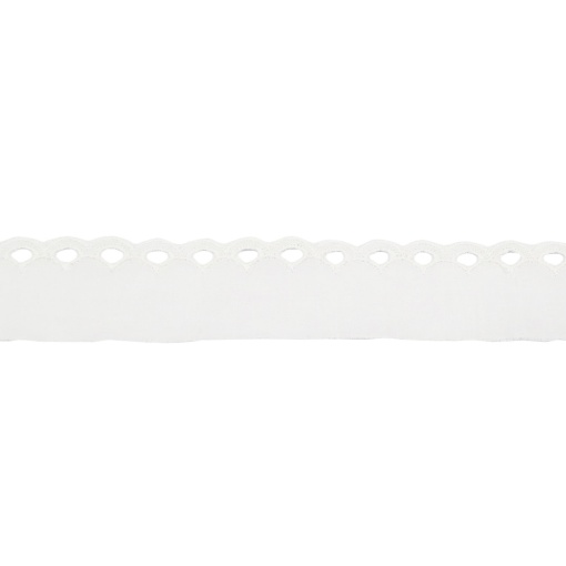 Fita de tecido bordado HILOGAR Dalia 12mm branco 67148 (metro)