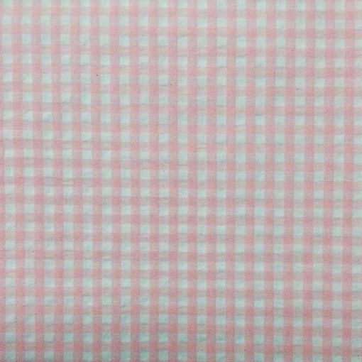 Tecido HILOGAR Delfina Seersucker xadrez branco rosa 140g 1x1,45m