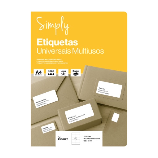 A4 labels 105x42mm white 100 sheets SIMPLY - 1400 units