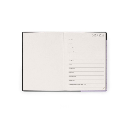 Agenda escolar diária A6 2025/26 16 meses LEGAMI Mystic Lilac