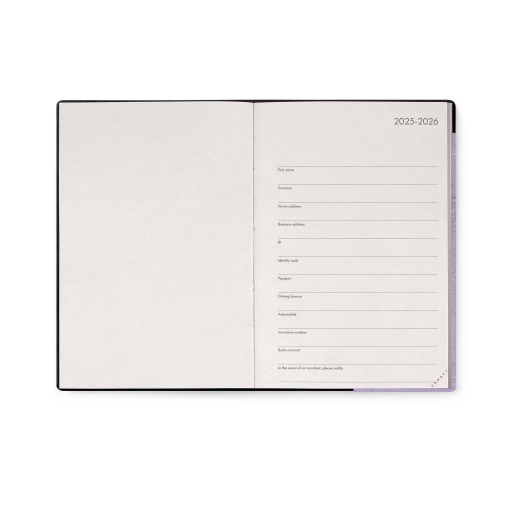 Agenda escolar diária 120x180mm 2025/26 16 meses LEGAMI Mystic Lilac