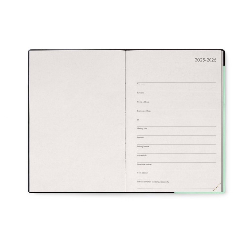 Agenda escolar diária 120x180mm 2025/26 16 meses LEGAMI Pastel Mint