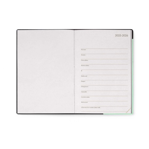 Agenda escolar semanal 120x180mm 2025/26 16 meses LEGAMI Pastel Mint
