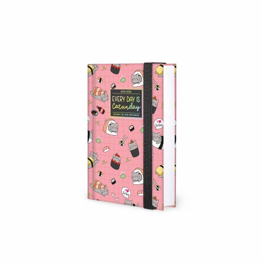 Agenda escolar diária A6 2025/26 16 meses LEGAMI Sushi Cat