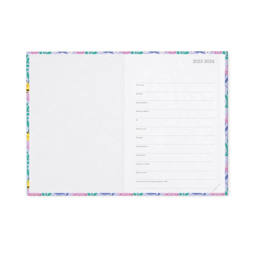 Agenda escolar diária 120x180mm 2025/26 16 meses LEGAMI Bee