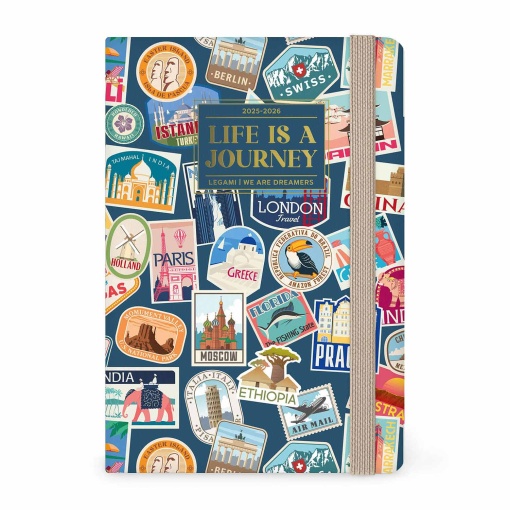 Agenda escolar semanal 120x180mm 2025/26 16 meses LEGAMI Travel Stickers