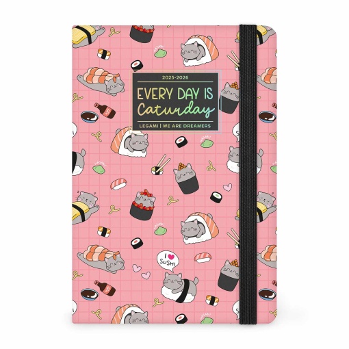 Agenda escolar semanal 120x180mm 2025/26 16 meses LEGAMI Sushi Cat