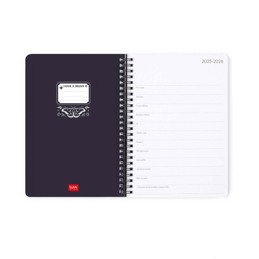 Agenda escolar semanal A5 2025/26 16 meses espiral LEGAMI Moth
