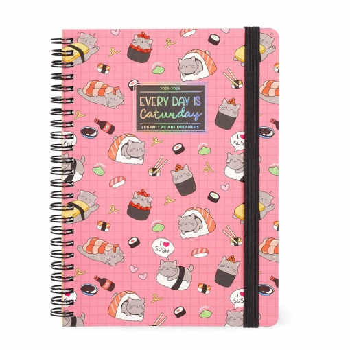 Agenda escolar semanal A5 2025/26 16 meses espiral LEGAMI Sushi Cat