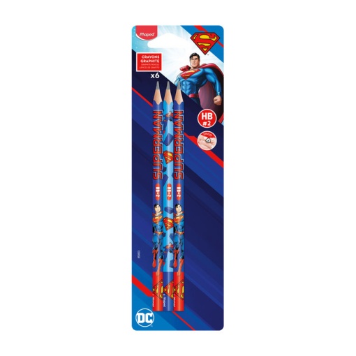 Lápis grafite MAPED Superman HB nº 2 triangular com 6