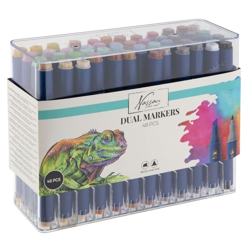 Marcador Nassau 2 pontas caixa 48 cores