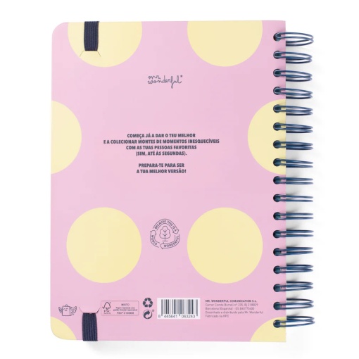 Agenda escolar diária A5 2025/26 12 meses espiral MR.WONDERFUL "Grande dia à vista"