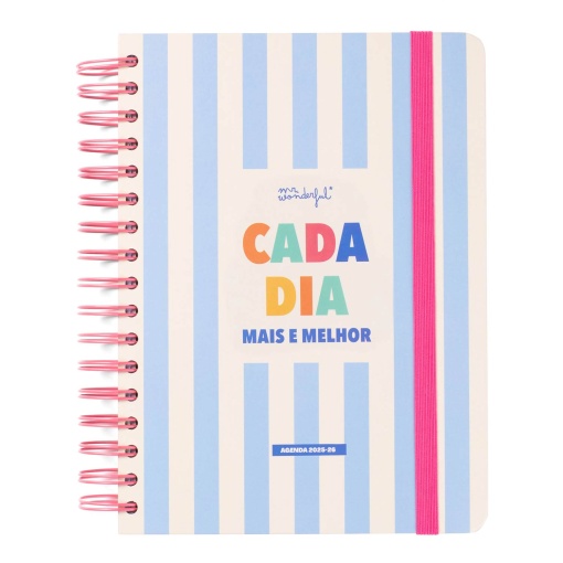 Agenda escolar diária A5 2025/26 12 meses espiral MR.WONDERFUL "Cada dia mais e melhor"