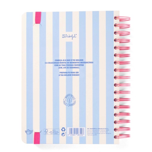 Agenda escolar diária A5 2025/26 12 meses espiral MR.WONDERFUL "Cada dia mais e melhor"