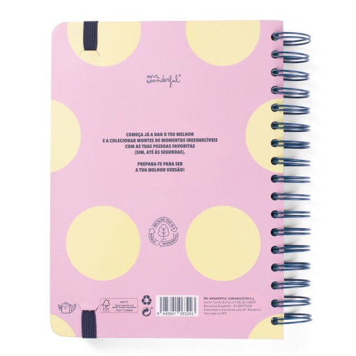 Agenda escolar diária 134x175mm 2025/26 12 meses espiral MR.WONDERFUL "Grande dia à vista"