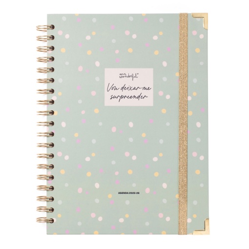 Agenda escolar semanal 216x246mm 2025/26 12 meses espiral MR.WONDERFUL "Vou deixar-me surpreender"