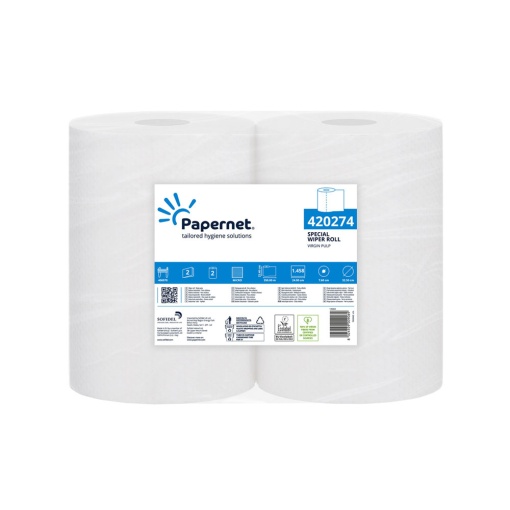 Rolo de papel industrial picotado 350 metros 2 folhas (2 unidades) PAPERNET