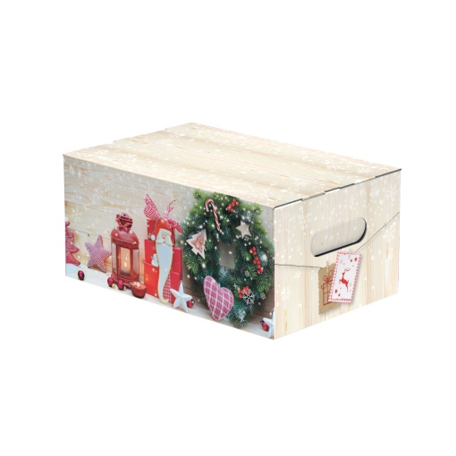 Caixa de cartão cabaz Cozy Christmas 33x22x15cm com pega
