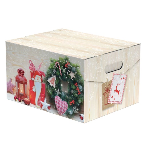 Caixa de cartão cabaz Cozy Christmas 38,5x30x22cm com pega