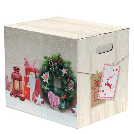 Caixa de cartão cabaz Cozy Christmas 38,5x30x33cm com pega