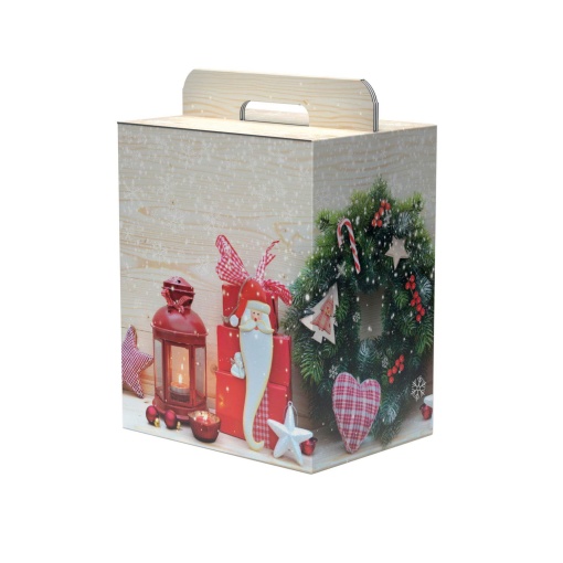 Caixa de cartão cabaz Cozy Christmas 28x20,5x34cm com pega