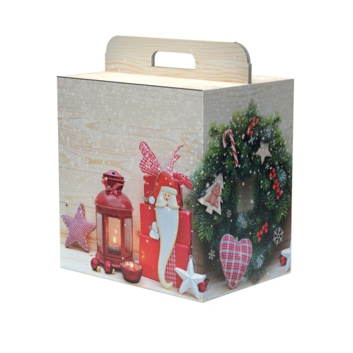 Caixa de cartão cabaz Cozy Christmas 33x24x34cm com pega