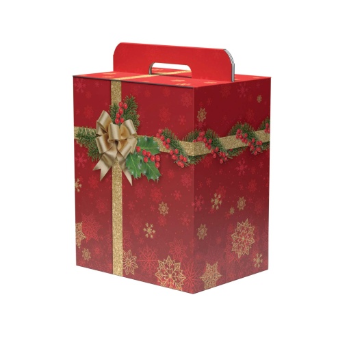 Caixa de cartão cabaz Holly Jolly 28x20,5x34cm com pega