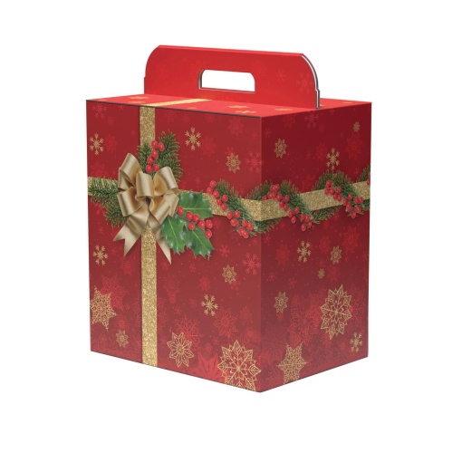 Caixa de cartão cabaz Holly Jolly 30,5x23x34cm com pega