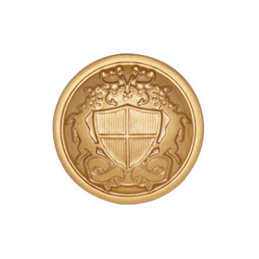 Botão escudo metálico 23mm dourado mate