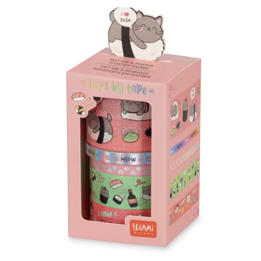 Fita decorativa Washi Tape LEGAMI Tape by Tape Kitty (5 unidades)