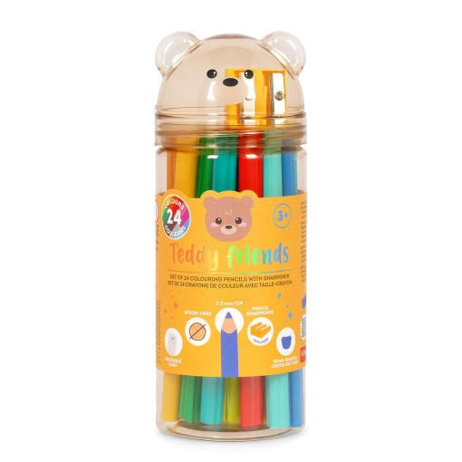 Lápis de cor LEGAMI Teddy Friends 24 cores e afia