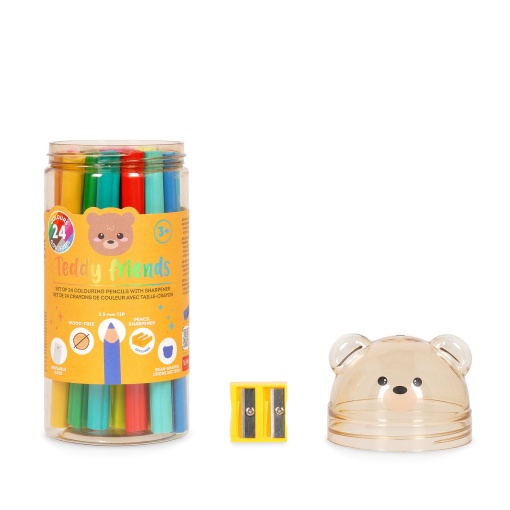 Lápis de cor LEGAMI Teddy Friends 24 cores e afia
