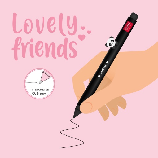 Esferográfica de gel LEGAMI Lovely Friends Panda preto