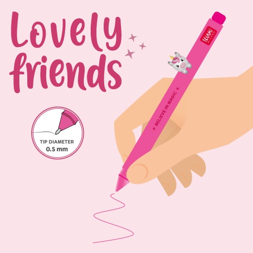 Esferográfica de gel LEGAMI Lovely Friends Unicórnio rosa