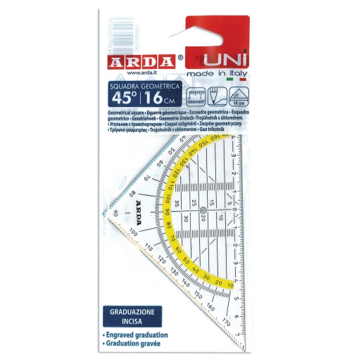 Esquadro geométrico ARDA Uni 45º/16cm