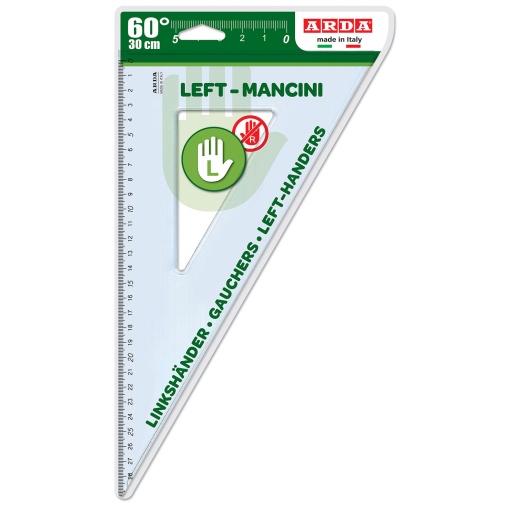 Esquadro geométrico para esquerdinos ARDA Left-Mancini 60º/30cm