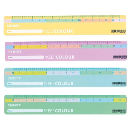 Régua ARDA Keep Colour 16cm cores pastel sortido